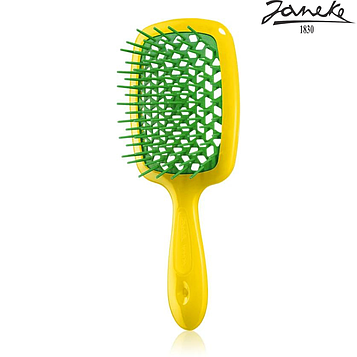 Расческа массажная Janeke Superbrush Yellow Желтая с зеленым