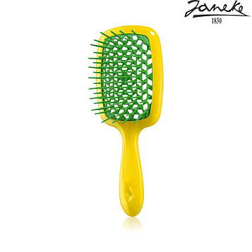 Расческа массажная Janeke Superbrush Small Yellow Fluorescente Желтая Желтая с зеленым