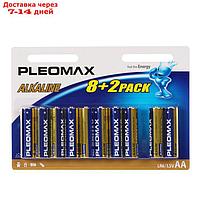 Батарейка алкалиновая Pleomax, AA, LR6-10BL, 1.5В, блистер, 8+2 шт.