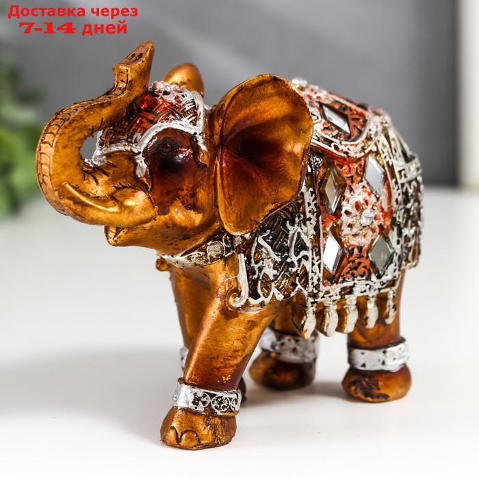 Сувенир полистоун "Бронзовый слон в серебристой попоне с зеркалами" 9,5х5х7 см - фото 2 - id-p217826111
