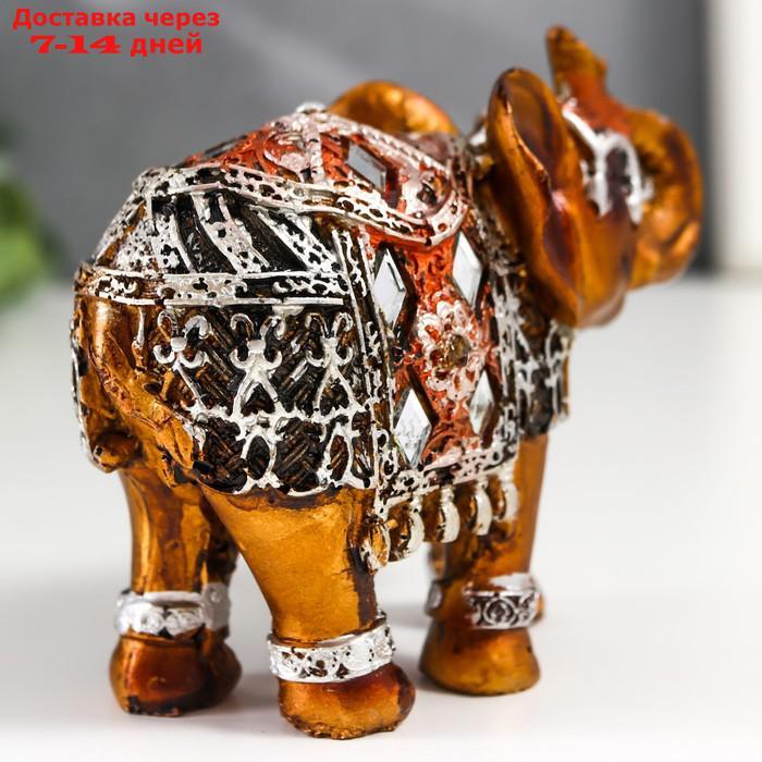 Сувенир полистоун "Бронзовый слон в серебристой попоне с зеркалами" 9,5х5х7 см - фото 4 - id-p217826111