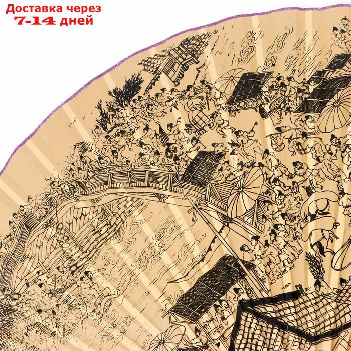 Веер бамбук, текстиль h=120 см "Старинный город" крафт - фото 2 - id-p217824232