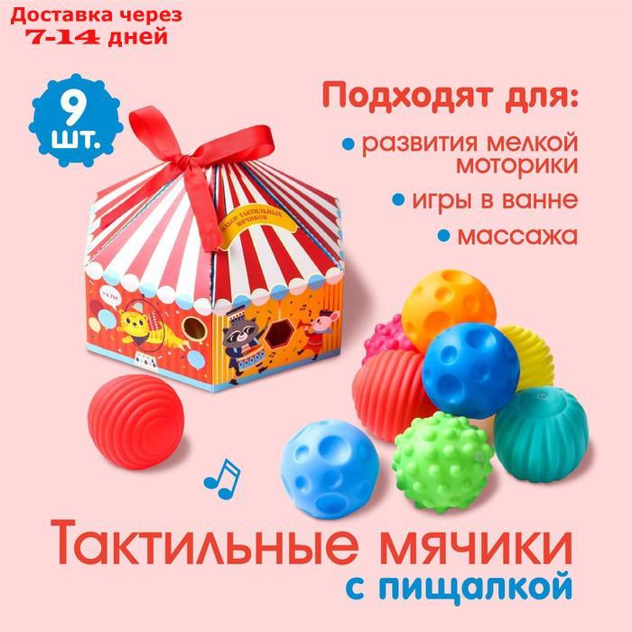 Подарочный набор массажных развивающих мячиков "Цирк", 9 шт. - фото 1 - id-p217825297