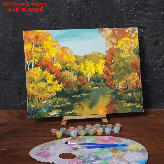 Картина по номерам на холсте с подрамником "Осенний пруд", 40х30 см - фото 2 - id-p217822544