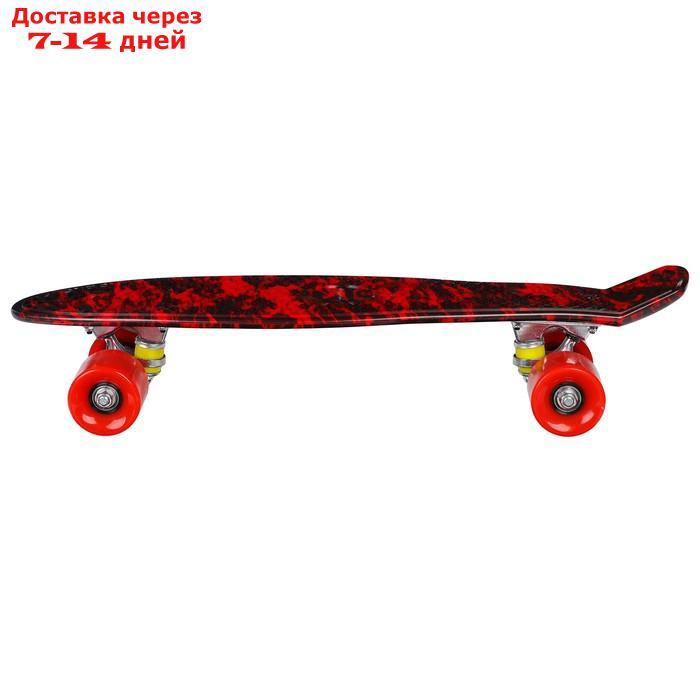 Скейтборд R2206, размер 56х15 см, колеса PU, АBEC 7, алюминиевая рама, цвет красный - фото 3 - id-p217824380