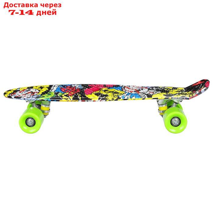 Скейтборд R2206, размер 56х15 см, колёса PU, АBEC 7, алюминиевая рама, цвет граффити - фото 3 - id-p217824381