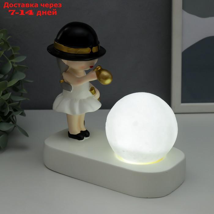 Сувенир полистоун свет "Малышка в чёрной шляпке, с золотым пузырём у шара" 16,5х8х16 см - фото 7 - id-p217824436