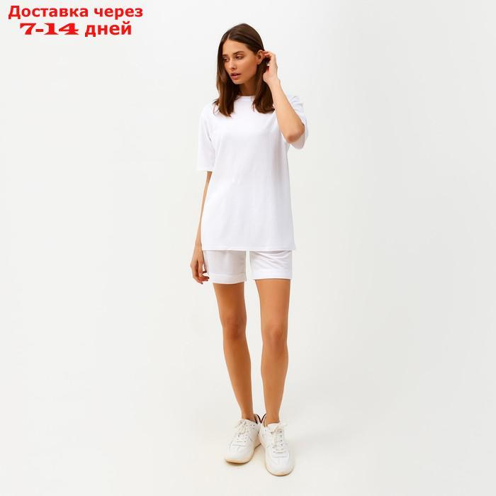 Костюм женский (футболка, шорты) MINAKU: Casual collection цвет белый, р-р 44 - фото 3 - id-p217826432