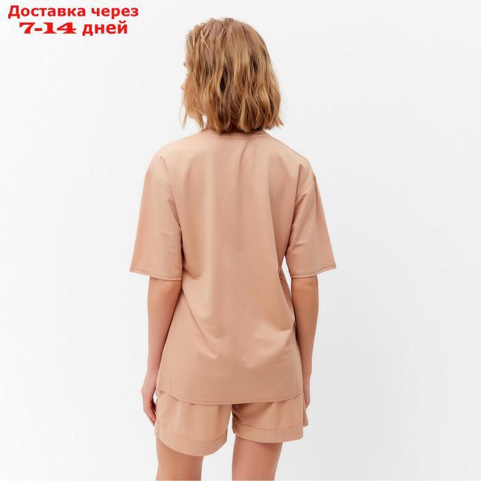 Костюм женский (футболка, шорты) MINAKU: Casual collection цвет песочный, р-р 44 - фото 7 - id-p217826433