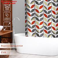 Штора для ванной комнаты Доляна "Листочки", 180×180 см, EVA