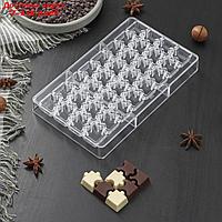 Форма для шоколада "Пазлы", 32 ячейки, 20×12×2,5 см, ячейка 2×2×0,8 см