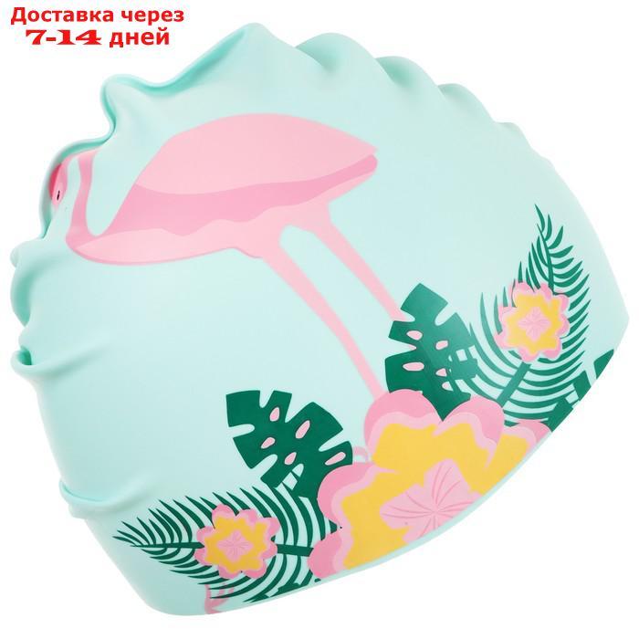 Шапочка для плавания детская "Фламинго на цветке", обхват 46-52 см - фото 4 - id-p217824493