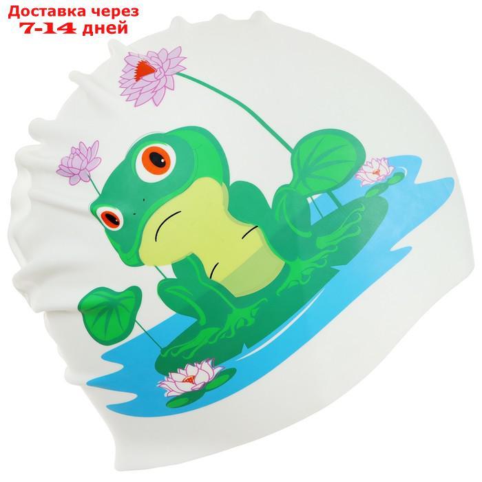 Шапочка для плавания детская "Лягушонок на кувшинке", обхват 46-52 см - фото 4 - id-p217824494
