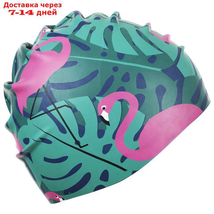 Шапочка для плавания детская "Фламинго с пальмами", обхват 46-52 см - фото 4 - id-p217824502
