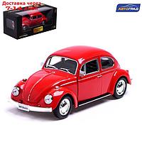 Машина металлическая VOLKSWAGEN BEETLE 1967, 1:32, открываются двери, инерция, цвет красный