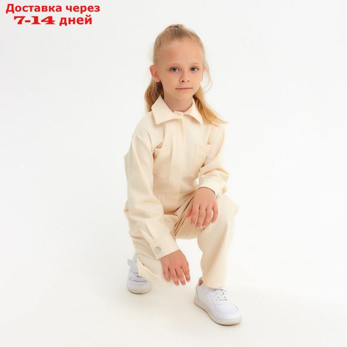 Комбинезон для девочки MINAKU: Casual collection KIDS цвет бежевый, рост 122 - фото 8 - id-p217826596