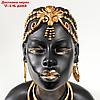 Сувенир полистоун бюст "Девушка из африканского племени" чёрный с золотом 23х10х18,5 см, фото 5