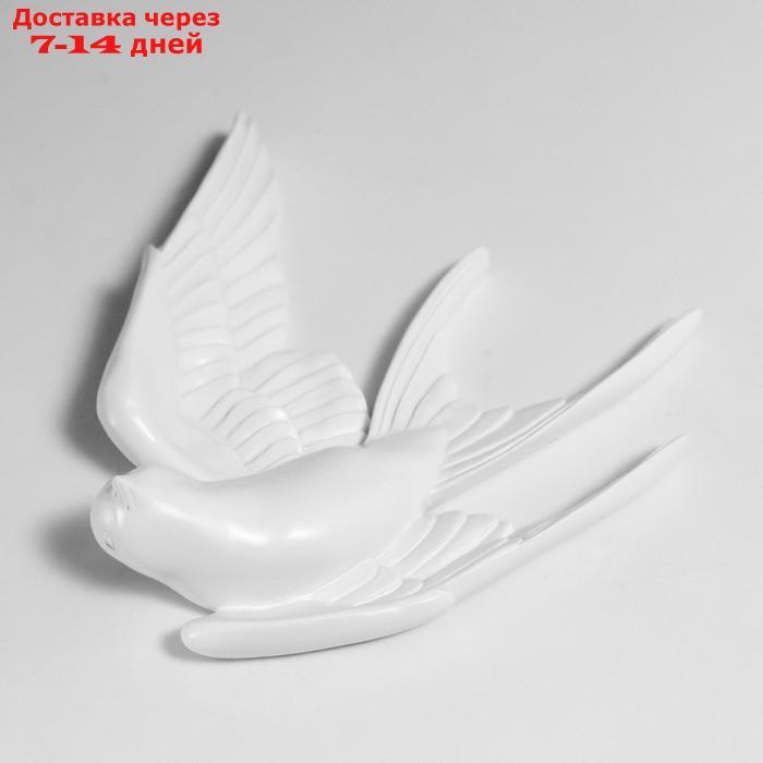 Сувенир полистоун настенный декор "Птица - полёт" белый 19х19 см - фото 2 - id-p217823735