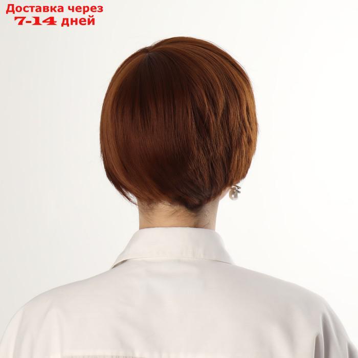 Парик женский искусственный 16см с челкой волос матт 160гр рыжий SHT30 пак QF - фото 3 - id-p217825684