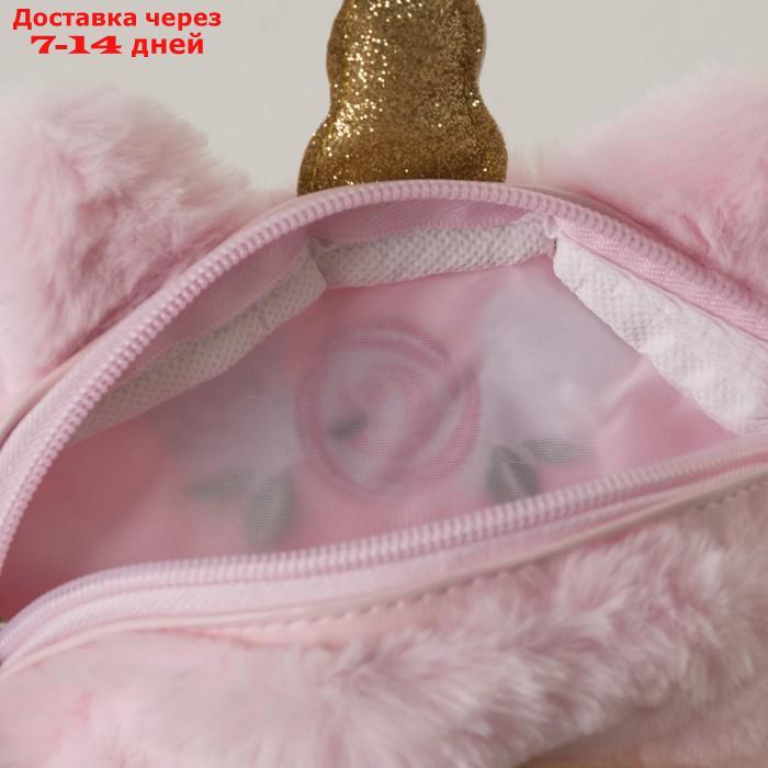 Сумочка детская меховая, отдел на молнии, цвет розовый, "Единорог" - фото 6 - id-p217823037