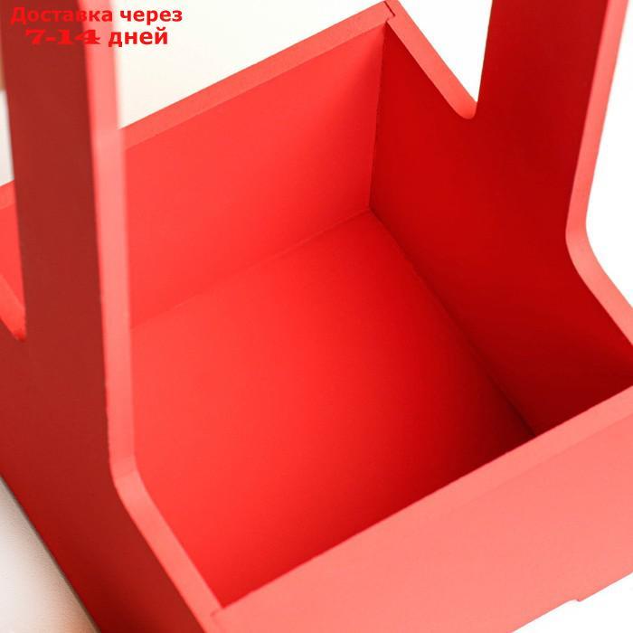 Кашпо - ящик деревянный 13,5х13,5х30 см см красный - фото 3 - id-p217823856