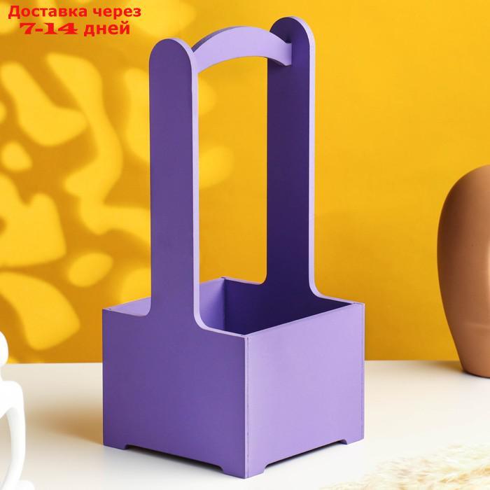 Кашпо - ящик деревянный 13,5х13,5х30 см см фиолетовый - фото 2 - id-p217823857