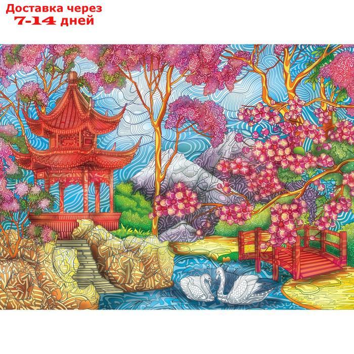 Алмазная мозаика на подрамнике с полным заполнением "Японский сад", 30х40см - фото 2 - id-p217825795