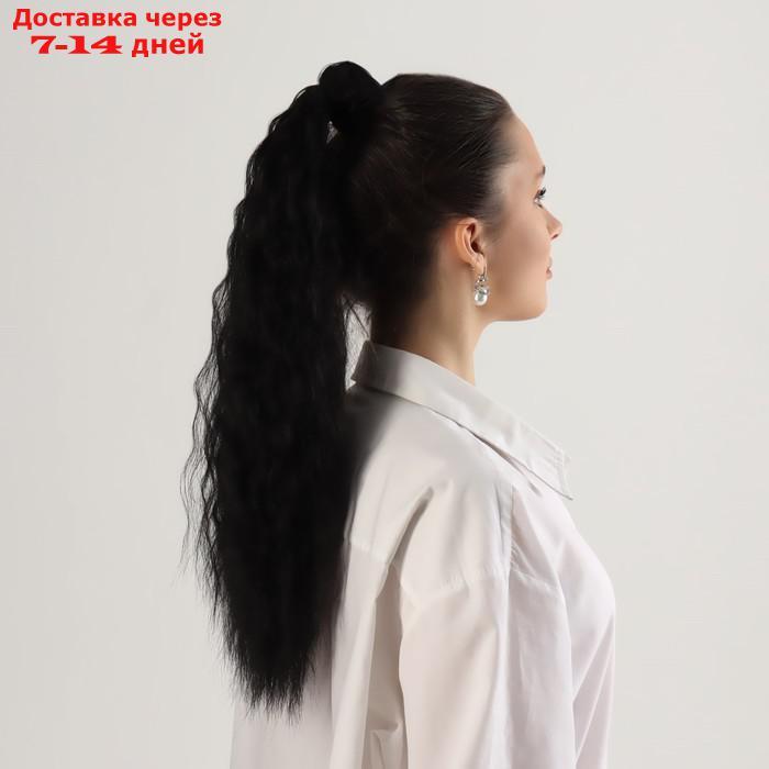 Хвост накладной, волнистый волос, на резинке, 60 см, 100 гр, цвет чёрный - фото 1 - id-p217824997