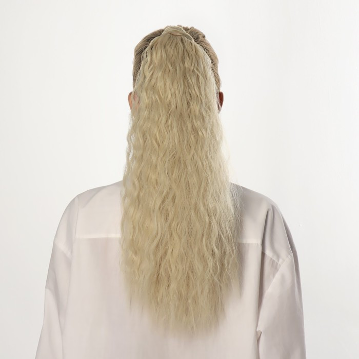 Хвост накладной, волнистый волос, на резинке, 60 см, 100 гр, цвет холодный блонд(#SHT88В) - фото 2 - id-p217977850