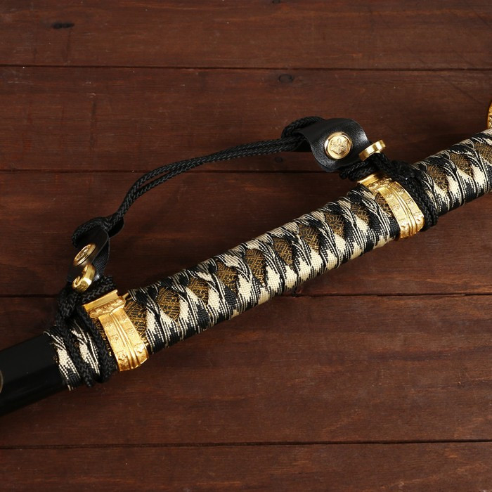 Сувенирное оружие «Катана», чёрные ножны, золотистая обмотка, 102 см - фото 5 - id-p217977884