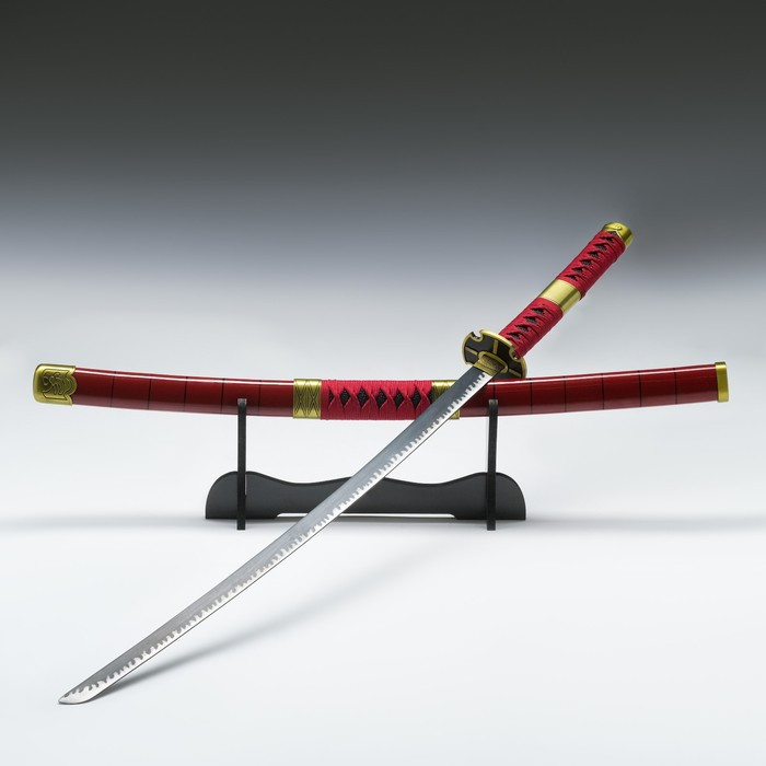 Сувенирное оружие «Катана», малиновые, в полоску ножны, вставка с обвязкой, 100см - фото 3 - id-p217977886