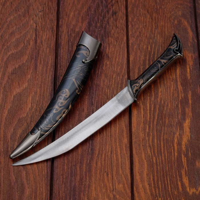 Нож черный в чехле (узор) пластик, 28 см - фото 1 - id-p217977889