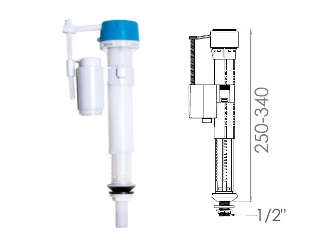 Поплавочный клапан нижней подачи воды, 1/2, пл. резьба, NOVA - фото 1 - id-p217983413
