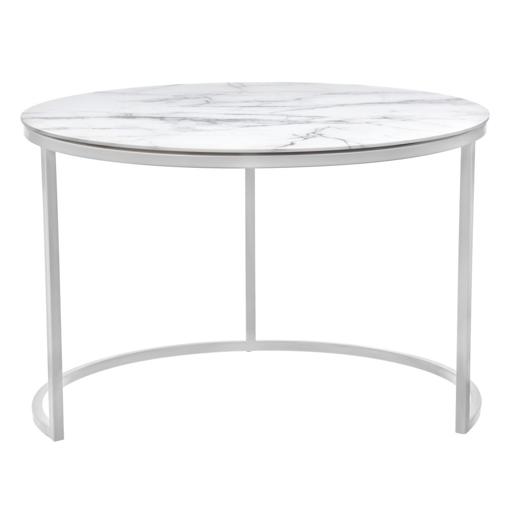 Набор кофейных столиков Tango белый мрамор с белыми ножками - фото 5 - id-p216620859