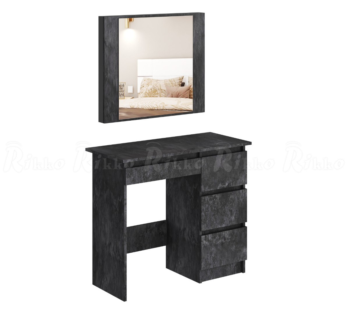 Косметический стол Аванта с зеркалом - Бетон темный (Рикко)