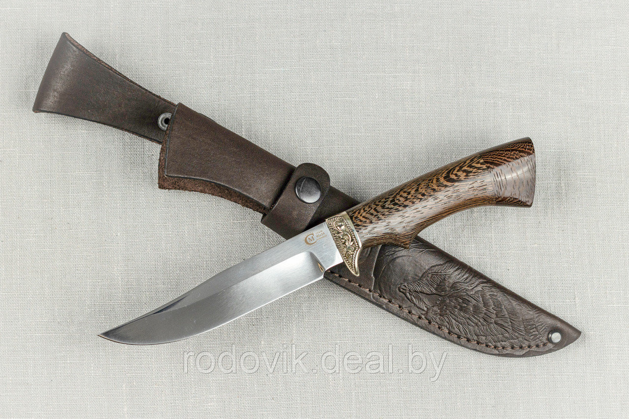 Охотничий нож «Мангуст» из нержавеющей стали 95х18, рукоять литье мельхиор, венге - фото 3 - id-p217998948