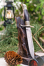 Нож , финка кованой из дамасской стали «Разведчик», рукоять литье мельхиор. Лучший подарок мужчине.