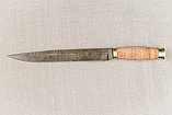 Охотничий нож из дамасской стали «Фараон», рукоять литье мельхиор, береста. Подарок мужчине., фото 4