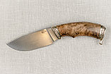 Охотничий нож «Разделочный» из стали D2 , рукоять литье мельхиор, ореховый кап. Подарок настоящему мужчине., фото 4