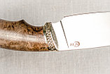 Охотничий нож «Разделочный» из стали D2 , рукоять литье мельхиор, ореховый кап. Подарок настоящему мужчине., фото 5
