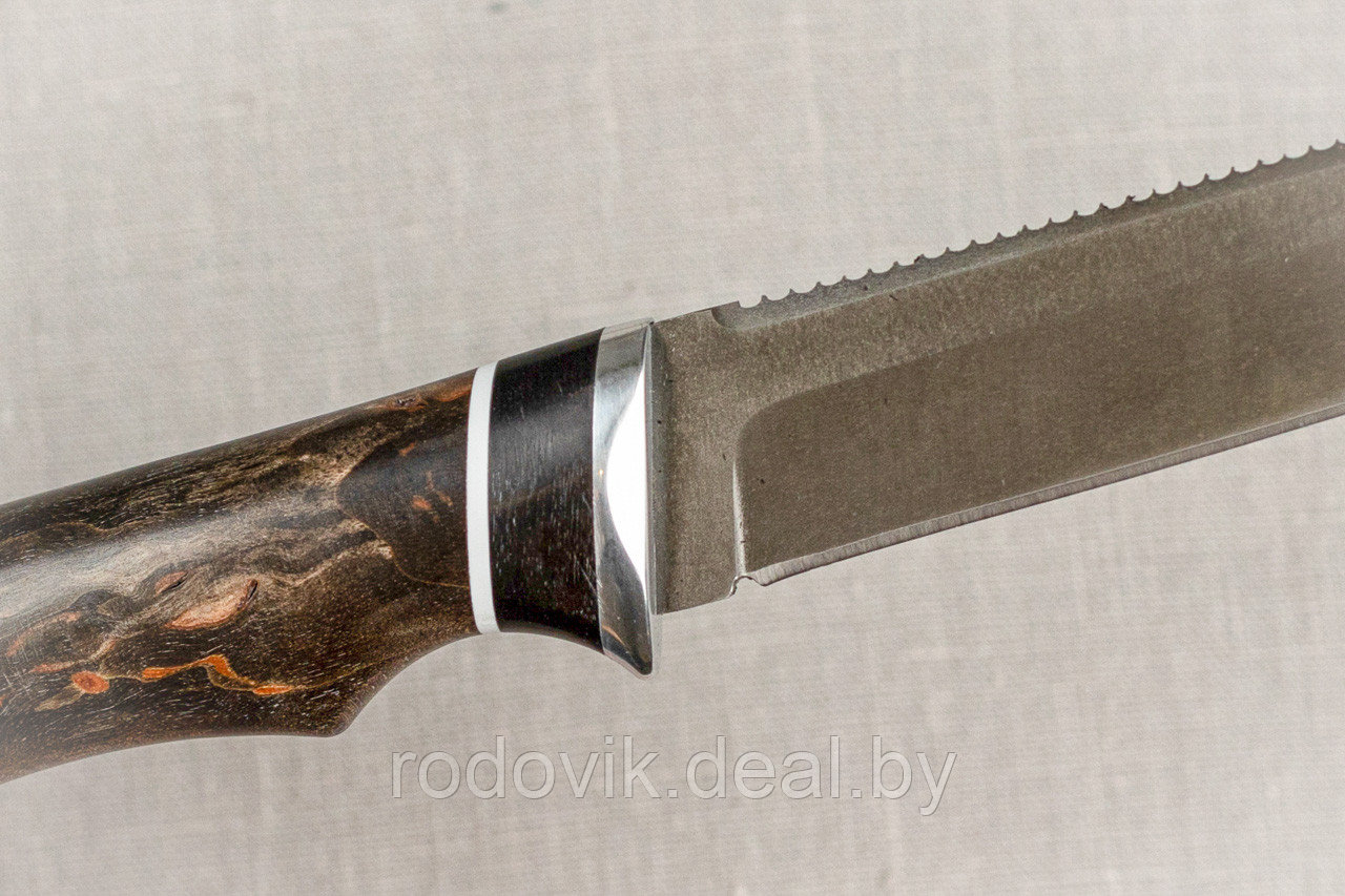Нож Рыбак х12мф черный граб стабилизированная карельская береза (фиолетовая) с крючком. Подарок мужчине. - фото 5 - id-p217999081