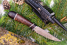 Охотничий нож "Ласка" , сталь  Х12МФ, черный граб стабилизированная карельская береза (коричневая).