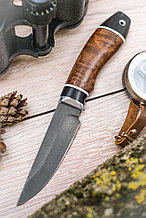 Охотничий нож Лань, сталь клинка Х12МФ,рукоять черный граб стабилизированная карельская береза.