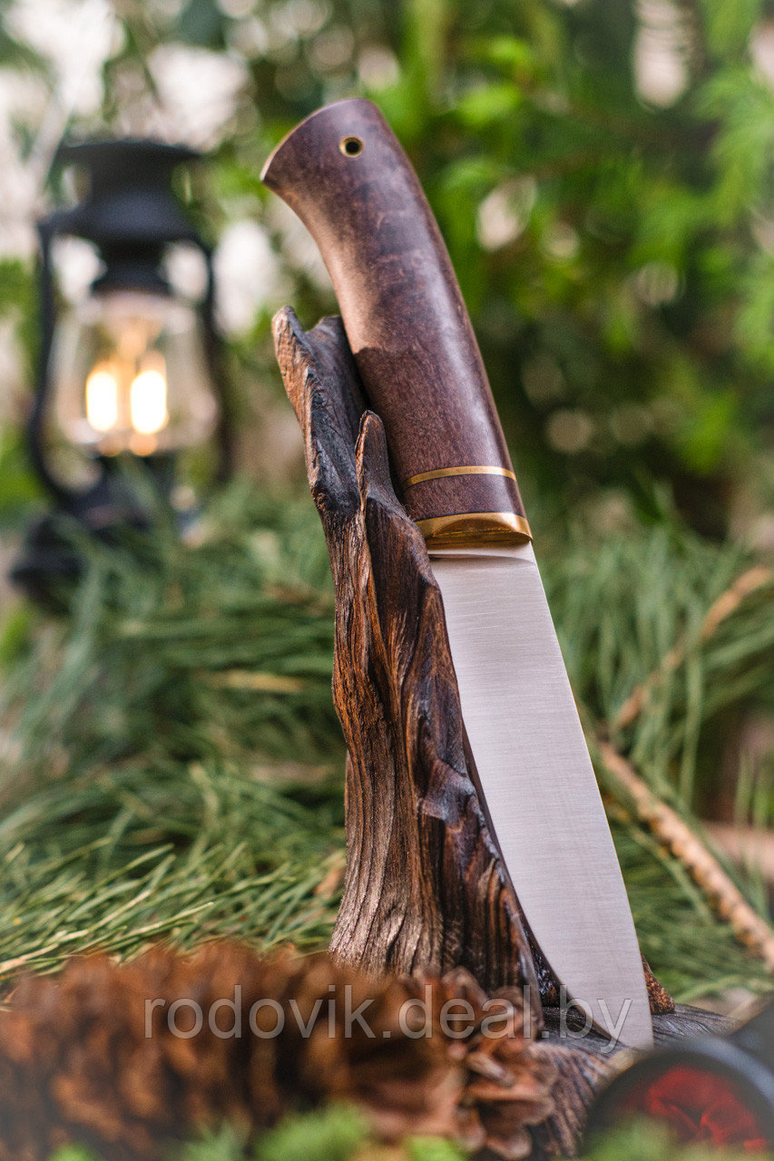 Охотничий нож Пантера сталь ELMAX (сатин), рукоять карельская береза стабилизированная. Лучший подарок мужчине - фото 2 - id-p217999111