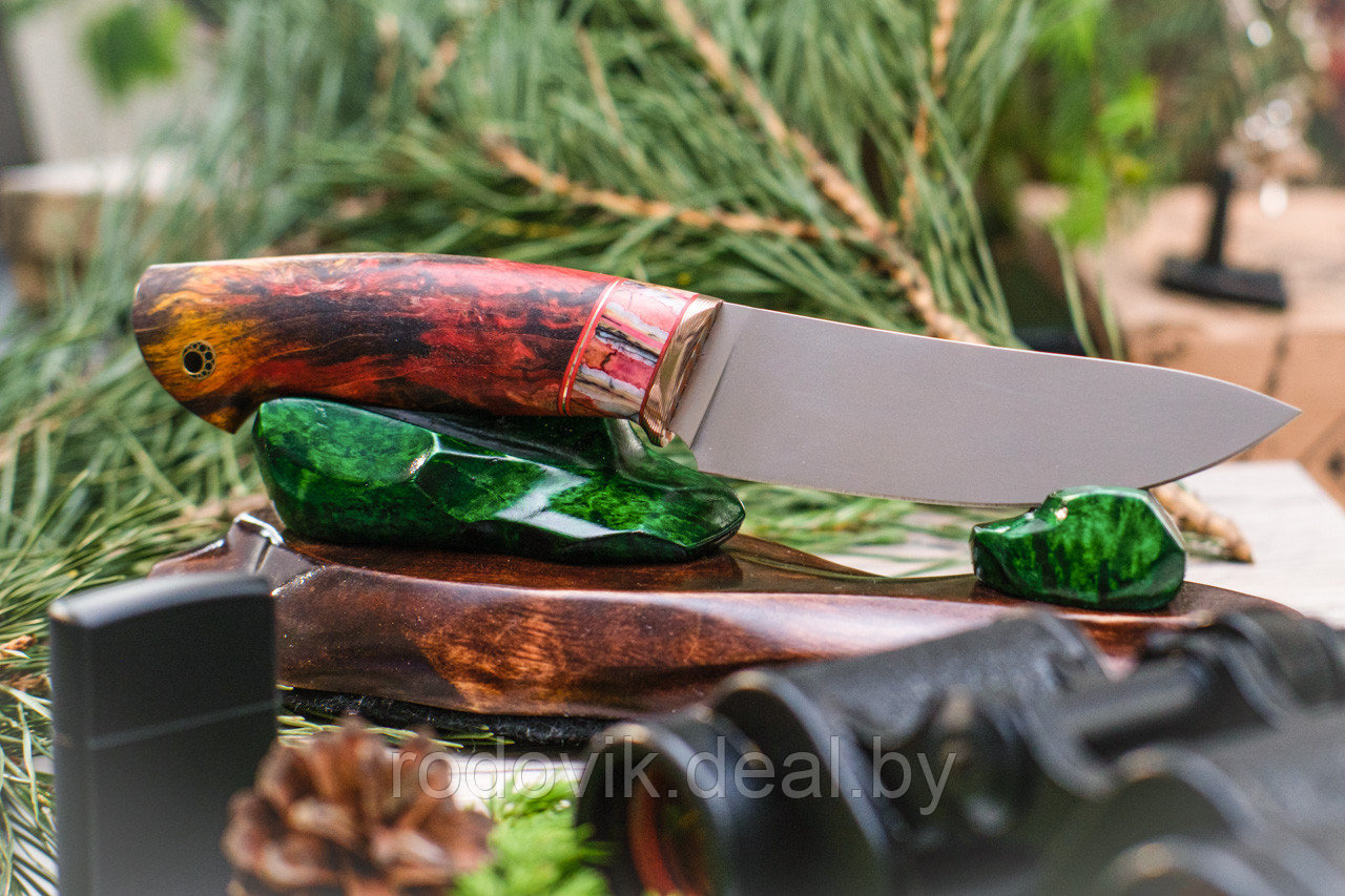 Авторский охотничичий нож «Кайман" из ст. S390, рукоять инкрустир. бивнем мамонта, ценные породы древесины. - фото 1 - id-p217999121