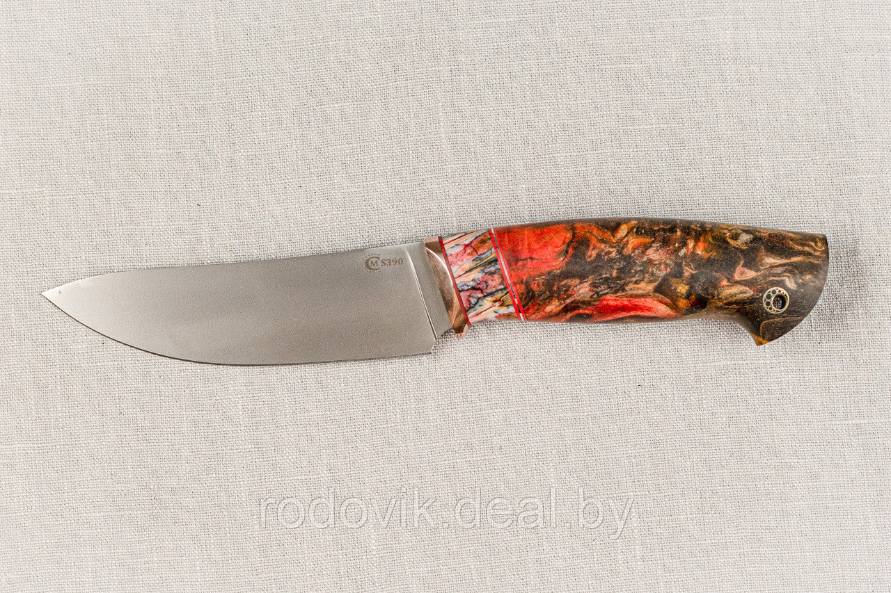 Авторский охотничичий нож «Кайман" из ст. S390, рукоять инкрустир. бивнем мамонта, ценные породы древесины. - фото 3 - id-p217999121