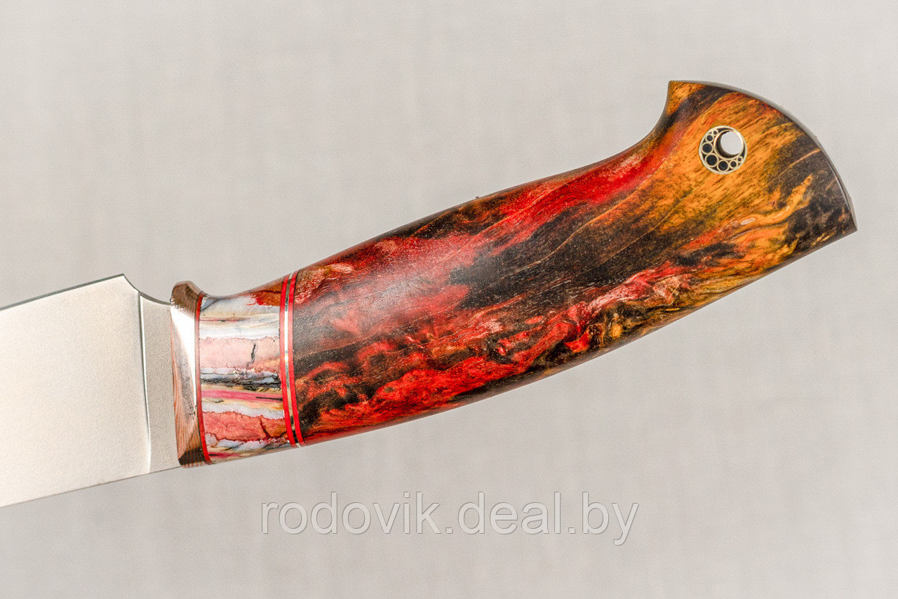 Авторский охотничичий нож «Кайман" из ст. S390, рукоять инкрустир. бивнем мамонта, ценные породы древесины. - фото 6 - id-p217999121