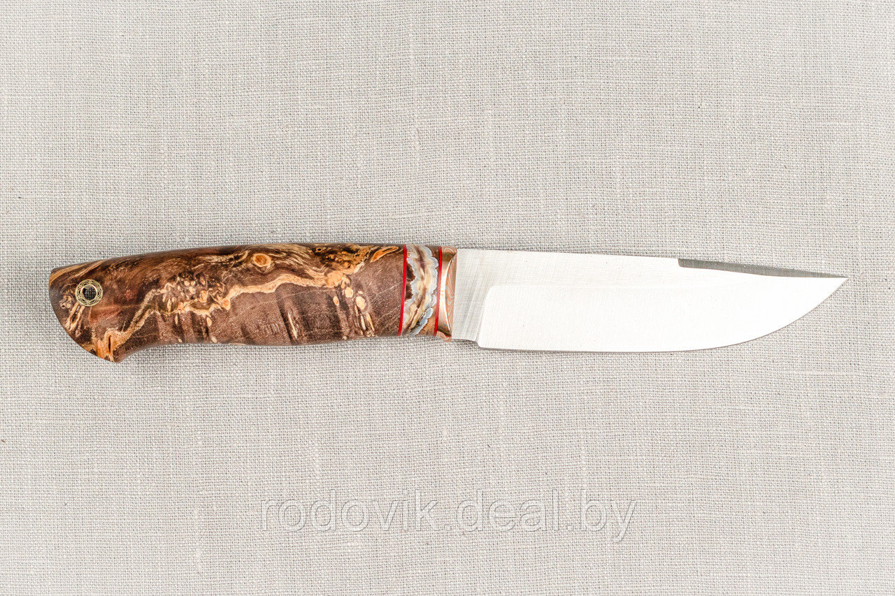 Авторский охотничий нож «Соболь» из стали S390 , рукоять инкрустир. бивнем мамонта, ценные породы древесины. - фото 5 - id-p217999122