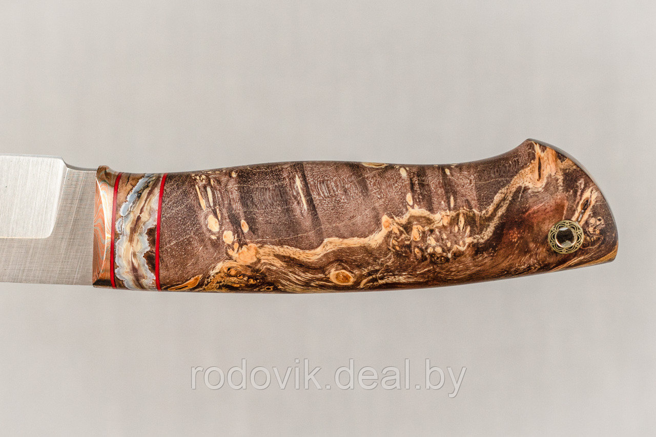 Авторский охотничий нож «Соболь» из стали S390 , рукоять инкрустир. бивнем мамонта, ценные породы древесины. - фото 7 - id-p217999122