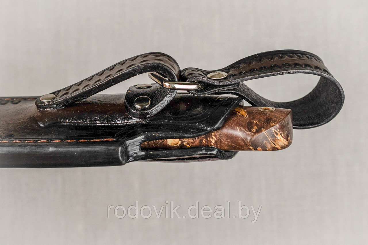 Авторский охотничий нож «Соболь» из стали S390 , рукоять инкрустир. бивнем мамонта, ценные породы древесины. - фото 8 - id-p217999122